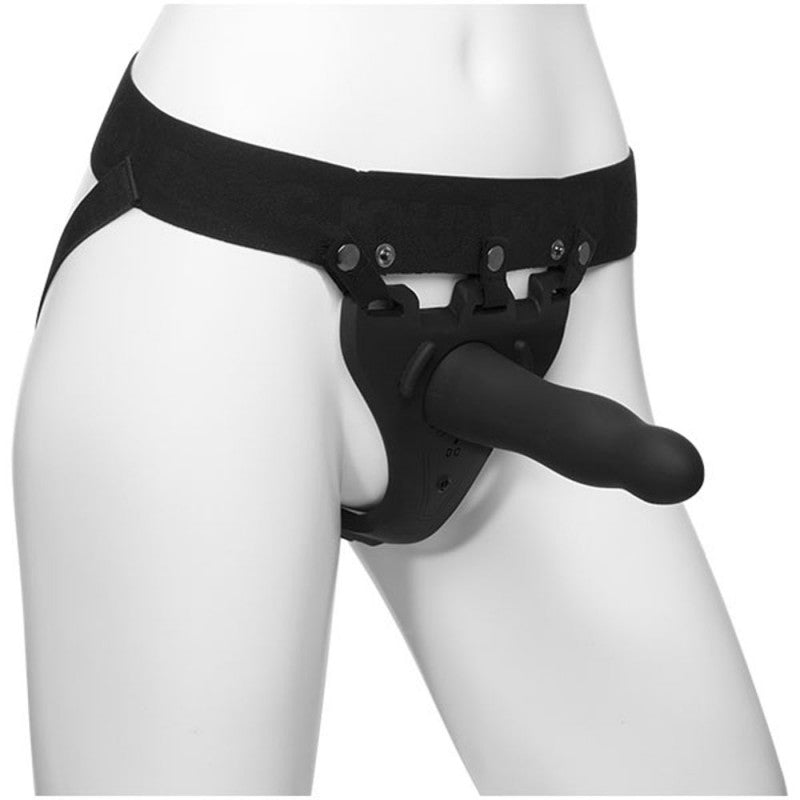 Body Extensions - Hollow Slim  Strap-on  2-Piece Set With  Vibrator - Black