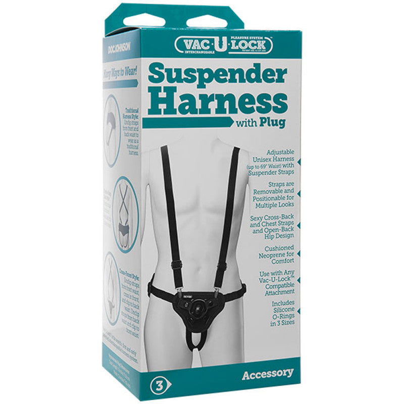 Vac-U-Lock - Suspender Harness With Plug - Black