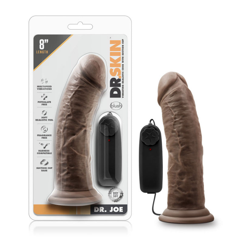 Dr. Skin - Dr. Joe - 8 Inch Vibrating  With  Suction Cup - Chocolate