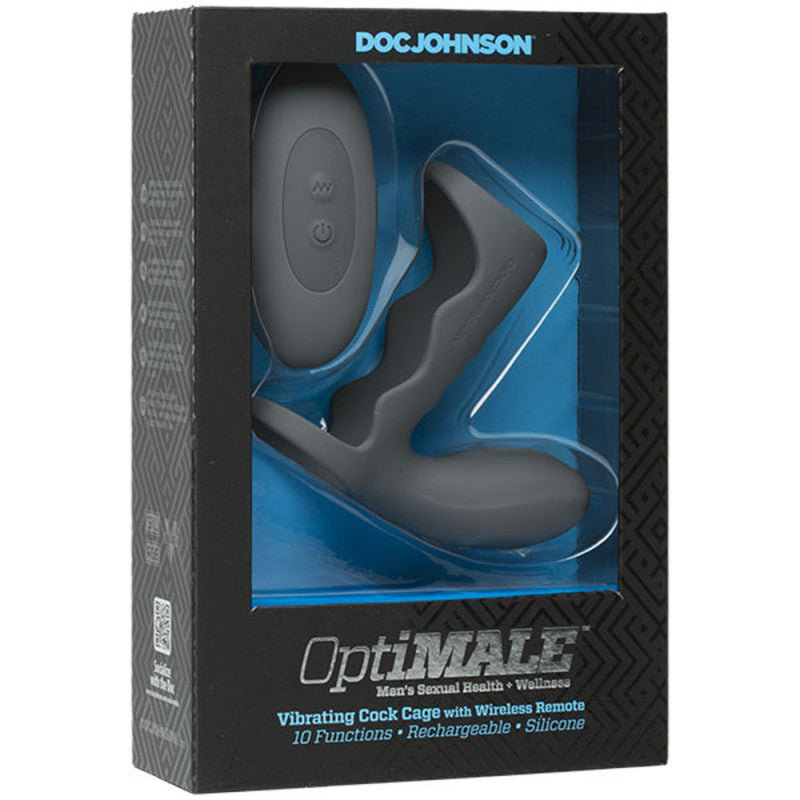 Optimale - Vibrating  Cage With Wireless  Remote - Rechargeable - Silicone - Slate