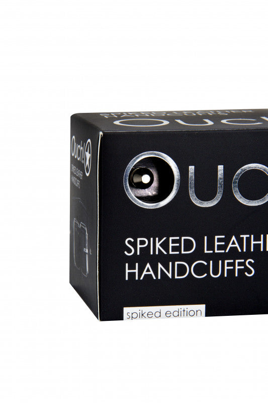 Spiked Leather Handcuffs - Black