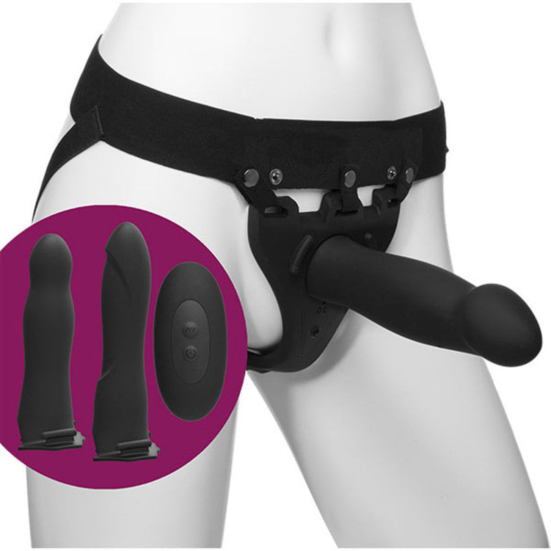 Body Extensions - Hollow Strap-on 4-Piece Set  With  Vibrator - Black